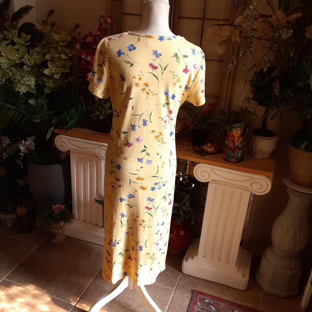 Coldwater Creek made in USA Floral Cotton Petite Medium Maxi Dress - Picture 3 of 8